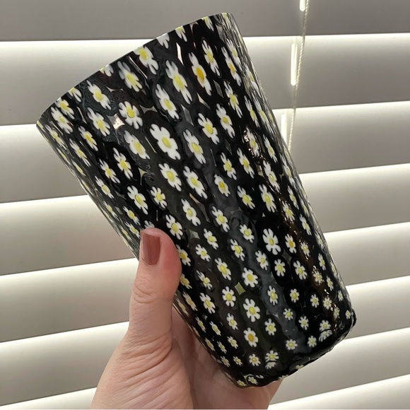 Vintage Murano? glass millefiori daisy vase black amethyst 6.25” - Picture 9 of 16